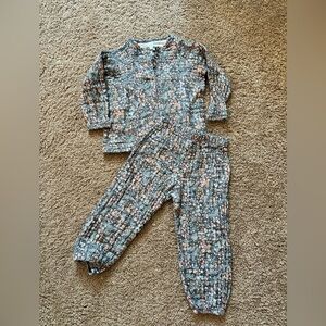 Lou Lou and Company Kids Floral Cotton Set - Pink & Gray 4/5